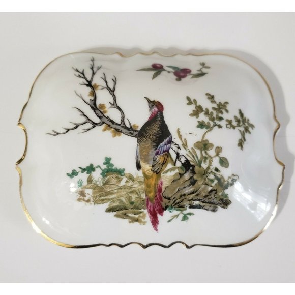 France Hand-Painted Porcelain Trinket Box Bird Design Gold Trim VTG - Picture 2 of 5